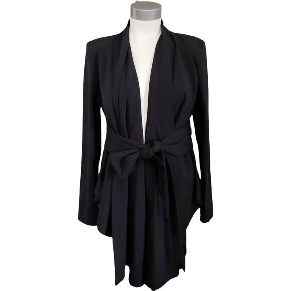 MEG asymmetrical black waterfall belted blazer career jacket Size Small NEW - Picture 1 of 8
